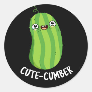 Cutecumber Funny Cucumber Pun Dark BG Ronde Sticker
