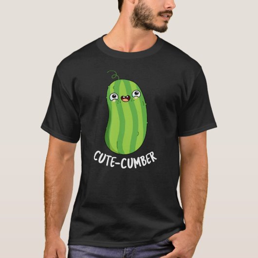 Cutecumber Funny Cucumber Pun Dark BG T-shirt (Voorkant)