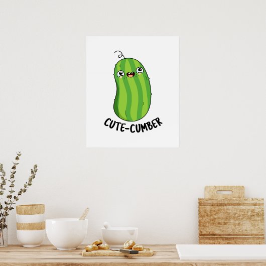 Cutecumber Funny Cucumber Pun Poster (Keuken)