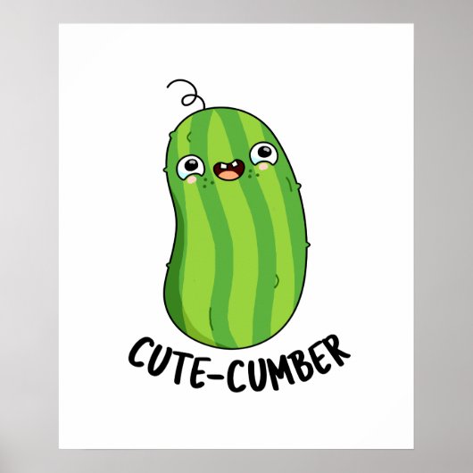 Cutecumber Funny Cucumber Pun Poster (Voorkant)