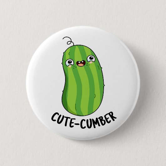 Cutecumber Funny Cucumber Pun Ronde Button 5,7 Cm (Voorkant)