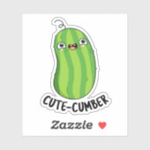 Cutecumber Funny Cucumber Pun Sticker (Vel)