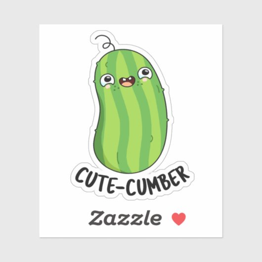 Cutecumber Funny Cucumber Pun Sticker (Vel)