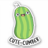 Cutecumber Funny Cucumber Pun Sticker (Voorkant)