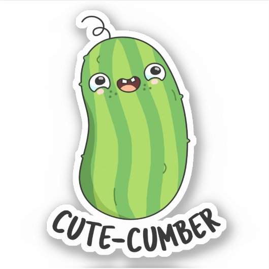Cutecumber Funny Cucumber Pun Sticker (Voorkant)