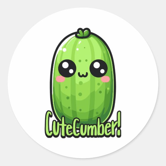 Cutecumber! Schattigee komkommerwoordspeling Ronde Sticker (Voorkant)