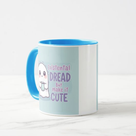 CuteGhost "Existential Dread But Make It Cute" Mug Mok (Voorkant links)