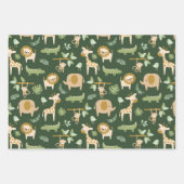 CuteJungle Animals op donkergroene achtergrond Inpakpapier Vel (Voorkant 2)