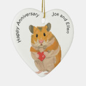 CuteLittle Hamster Holding a Heart Anniversary Keramisch Ornament (Rechts)