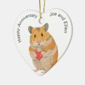 CuteLittle Hamster Holding a Heart Anniversary Keramisch Ornament (Links)