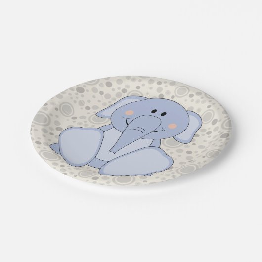 Cutelyn Baby Blue Elephant Papieren Bordje (Gekanteld)