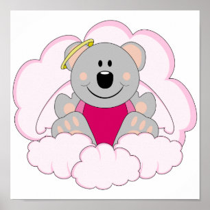 Cutelyn Baby Girl Angel Koala Beer op wolken Poster