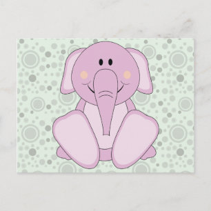 Cutelyn Baby Pink Elephant Briefkaart