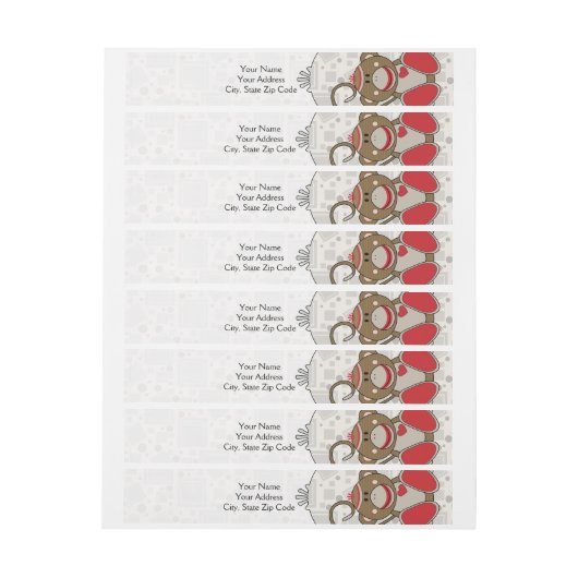 Cutelyn Sock Monkey Adreslabel Wikkel (Vel)