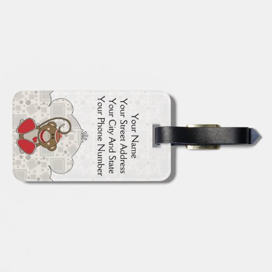 Cutelyn Sock Monkey Bagagelabel (Achterkant horizontaal)