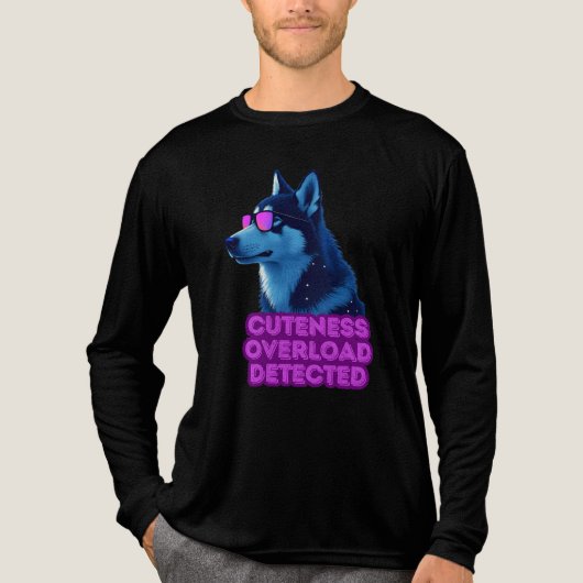 Cuteness Overload Detected – Adorable Neon Husky T Tri-Blend Shirt (Voorkant volledig)