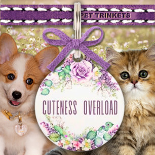 Cuteness Overload Lavendel Rozen Bloemen Huisdierpenning