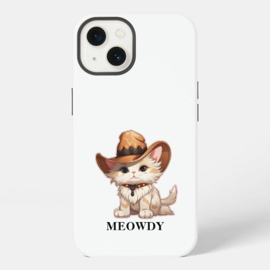 Cuteness Overload Meowdy Western Kat iPhone Hoesje (Achterkant)