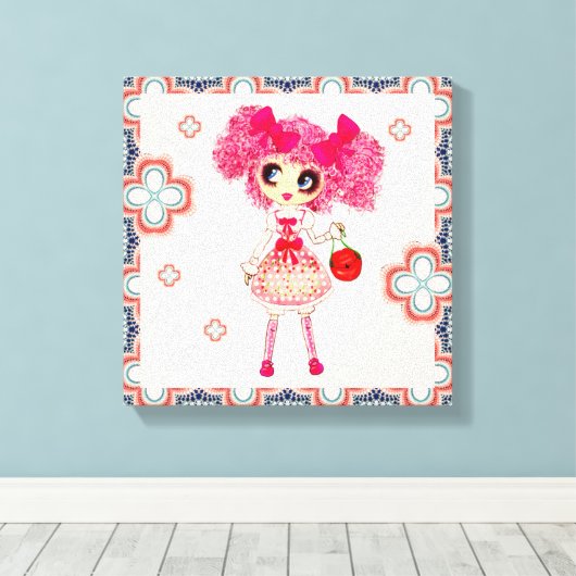 CutePbehoorlijk Girly PinkyP Roze Kawaii Girl van  Canvas Afdruk (Insitu (Houten vloer))