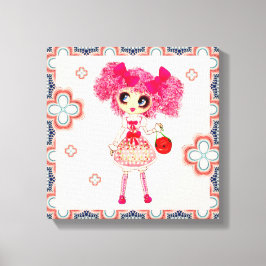 CutePbehoorlijk Girly PinkyP Roze Kawaii Girl van  Canvas Afdruk