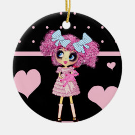 CutePbehoorlijk Girly PinkyP Roze Kawaii Girl van  Keramisch Ornament