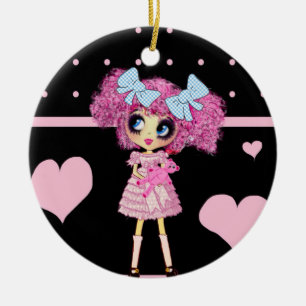 CutePbehoorlijk Girly PinkyP Roze Kawaii Girl van  Keramisch Ornament