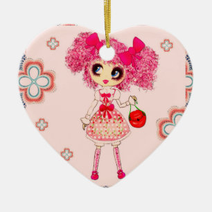 CutePbehoorlijk Girly PinkyP Roze Kawaii Girl van  Keramisch Ornament