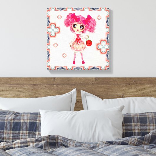 CutePpretty Meisje RozeP Pink Kawaii door LeahG Canvas Afdruk (Insitu (Slaapkamer))