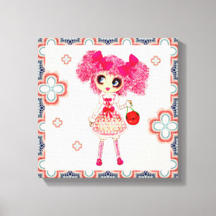 CutePpretty Meisje RozeP Pink Kawaii door LeahG Canvas Afdruk