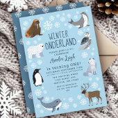 Cuter Animals Winter Onederland Kids 1st Birthday Kaart