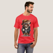 Cuter comic Cat wearing clothes and sunglasses ret T-shirt (Voorkant volledig)