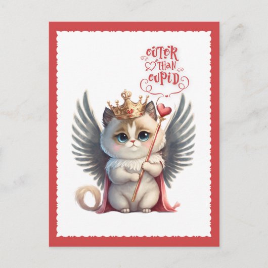 Cuter dan Cupid Chibi Cat Valentijn Feestdagenkaart (Voorkant)