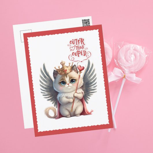 Cuter dan Cupid Chibi Cat Valentijn Feestdagenkaart