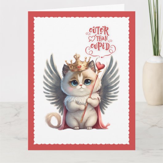 Cuter Than Cupid Chibi Cat Valentijn Holiday Kaart (Voorkant)
