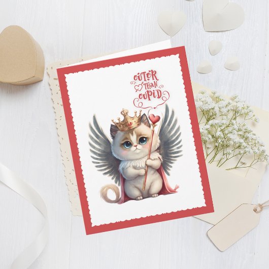 Cuter Than Cupid Chibi Cat Valentijn Holiday Kaart