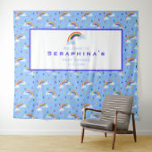 CuteRainbow Raindrops Pattern Baby shower Backdrop Wandkleed (In Situ (horizontaal))