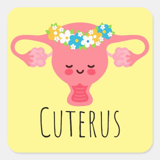Cuterus / Uterus Puns / Uterus Jokes / Vierkante Sticker (Voorkant)