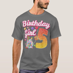 Cutes 5th Birthday Girls Sweet Snoep 5 Year Old Ca T-shirt