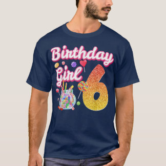 Cutes 6th Birthday Girls Sweet Snoep 6 Year Old Ca T-shirt