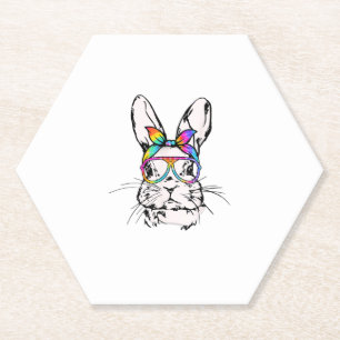Cutes Bunny Messy Bun Tie Dye Bandana Rabbit Easte Kartonnen Onderzetters