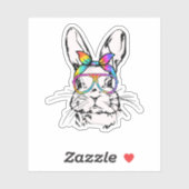 Cutes Bunny Messy Bun Tie Dye Bandana Rabbit Easte Sticker (Vel)