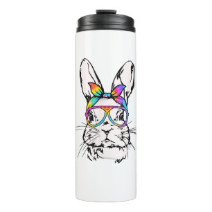 Cutes Bunny Messy Bun Tie Dye Bandana Rabbit Easte Thermosbeker