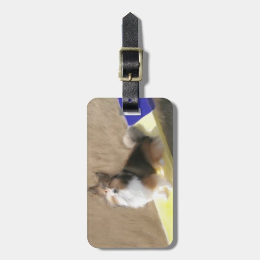 CuteShetland Sheepdog op een meter Bagagelabel (Voorkant verticaal)