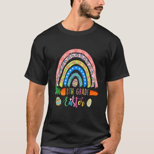 Cutest 8th Grade Bunnies Eggs Boho Rainbow Happy E T-shirt (Voorkant)