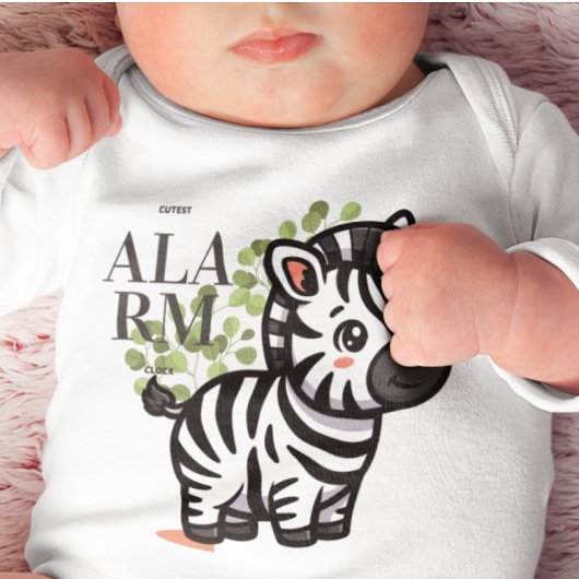 Cutest Alarm Clock Baby Zebra Romper