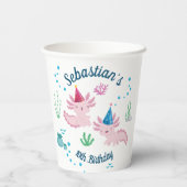 Cutest Axolotl Birthday White Party Paper Cups Papieren Bekers (Achterkant)