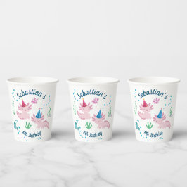 Cutest Axolotl Birthday White Party Paper Cups Papieren Bekers