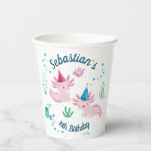 Cutest Axolotl Birthday White Party Paper Cups Papieren Bekers (Voorkant)