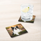 Cutest Baby Animals | Black & White Border Collie Kartonnen Onderzetters (Insitu)