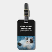 Cutest Baby Animals | Black & White Kitten Bagagelabel (Voorkant verticaal)